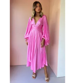 Acler Palms Pleated Midi Dress Confetti Pink Small /Au 8 for rent on The Volte - image 2