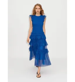 ME+EM Ethereal Tulle Shirred Midi Dress Electric Blue Size AU 8 for rent on The Volte - image 1