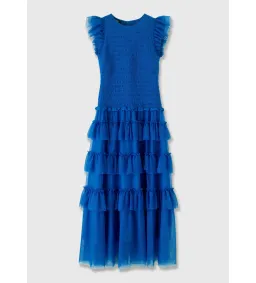 ME+EM Ethereal Tulle Shirred Midi Dress Electric Blue Size AU 8 for rent on The Volte - image 9