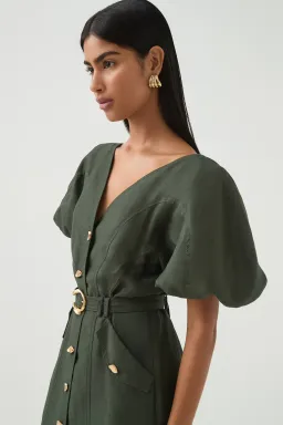 Aje Paloma Utility Midi Dress Midnight Green Size AU 10 for rent on The Volte - image 4
