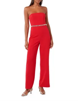 Forever New Ari Embellished Jumpsuit in Red Size 10/M for rent on The Volte - image 1