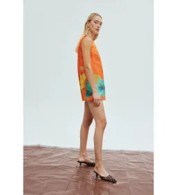 Alemais Piato Mini Dress Orange Floral Size AU 10 for rent on The Volte - image 2