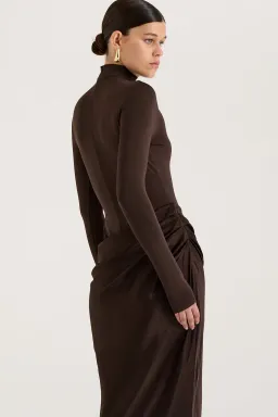 Henne Soraia Long Sleeve Maxi Dress Chocolate Size 8 for rent on The Volte - image 5