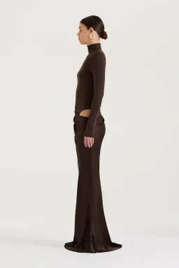 Henne Soraia Long Sleeve Maxi Dress Chocolate Size 8 for rent on The Volte - image 4