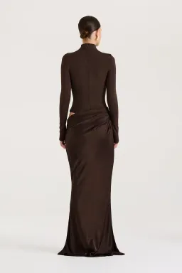 Henne Soraia Long Sleeve Maxi Dress Chocolate Size 8 for rent on The Volte - image 6