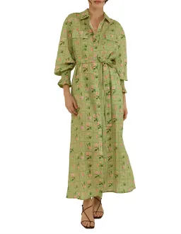 Palm Noosa Marigold Midi Dress Green Floral Tile Size 10 for rent on The Volte - image 1