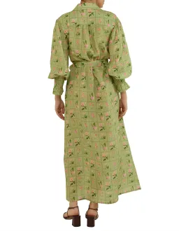 Palm Noosa Marigold Midi Dress Green Floral Tile Size 10 for rent on The Volte - image 3