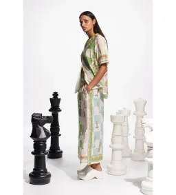 Alemais Checkmate Linen Top & Pants Set Print Size 10 for rent on The Volte - image 4