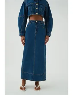 Aje Phoenix Midi Skirt Denim for rent on The Volte - image 4