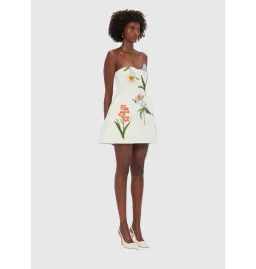 Leo Lin Rosario Velvet Mini Dress Botanical Snow Print Size 10 for rent on The Volte - image 1