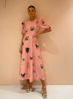 Alemais Cleo Midi Dress Pink Print Size 12 for rent on The Volte - image 1