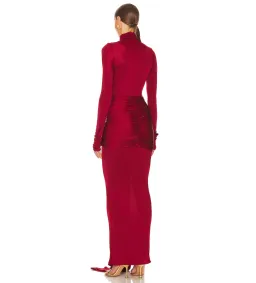 Helsa Slinky Jersey Sarong Maxi Dress in Red Size XS / AU 6 for rent on The Volte - image 3