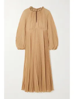 Zimmermann Sunray Pleated Midi Dress Biscuit Size AU 14 for rent on The Volte - image 5