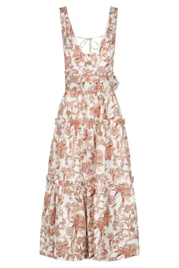 Shona Joy Carolina Linen Tiered Midi Dress Print Size 8 for rent on The Volte - image 5