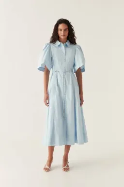 Aje Pivotal Tie Midi Dress Pale Blue Size 10 for rent on The Volte - image 1