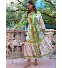 Alemais Checkmate Silk Midi Shirtdress Multi Print Size AU 10 for rent on The Volte - image 3