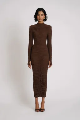 Eliya The Label Melissa Midi Dress Brown Size 8 for rent on The Volte - image 1