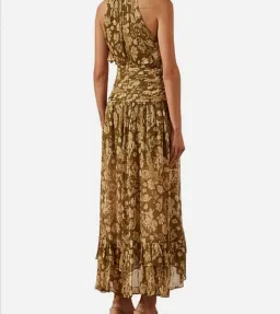 Shona Joy Rosaline Ruched Split Maxi Dress in Brown Floral Print Size AU 10 for rent on The Volte - image 4
