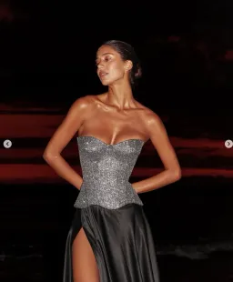 Tsarskaya Sparkling Silver Corset Shine & Black Skirt Wind Melody Size 10 for rent on The Volte - image 3