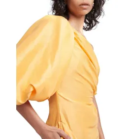 Aje Concept One Shoulder Puff Sleeve Midi Dress Mango Sorbet Size AU 6  for rent on The Volte - image 3
