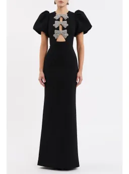 Rebecca Vallance Violetta Puff Sleeve Gown in Black Size AU 10 for rent on The Volte - image 1