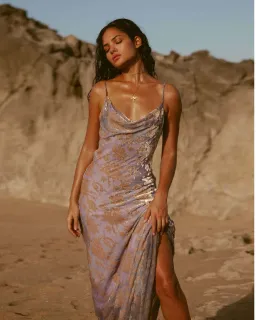 Rat & Boa Athena Purple Lilac Silk Maxi Dress Size S - Au 8-10 for rent on The Volte - image 2