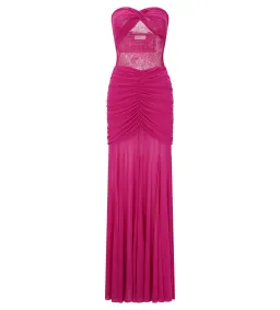 Meshki Khadijah Lace And Mesh Maxi Dress in Dragonfruit Size S / AU 8 for rent on The Volte - image 5