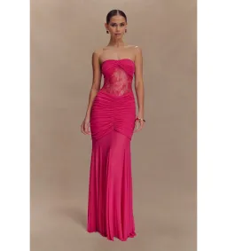Meshki Khadijah Lace And Mesh Maxi Dress in Dragonfruit Size S / AU 8 for rent on The Volte - image 1
