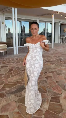 MESHKI Cornelia Floral Sheer Maxi Dress Ivory Size 6 for rent on The Volte - image 1