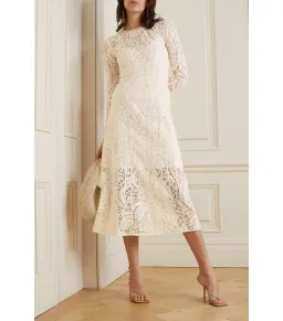 Zimmermann Devi Panelled Lace Midi Dress Ivory Size 2 / AU 12 for rent on The Volte - image 1