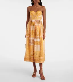 Zimmermann  The Lucky Corset Midi Dress in Mustard Bandana Size 3/Au 14  for rent on The Volte - image 1