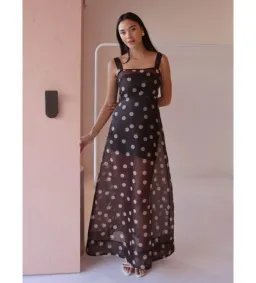 By Nicola Goldie Maxi Dress Chocolate Polka Size AU 6 for rent on The Volte - image 1