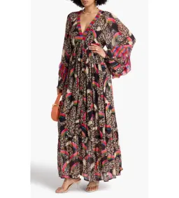 Farm Rio Georgette Printed Leopard Toucans Maxi Dress Size 16 for rent on The Volte - image 2