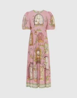 Alemais Monte Midi Dress Pink Print Size AU 12 for rent on The Volte - image 6