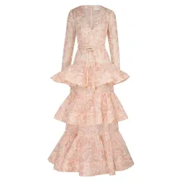 Zimmermann Matchmaker V Neck Maxi Gown in Pink Size 2 / Size AU 12 for rent on The Volte - image 4