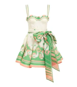 Zimmerman High Tide Eyelet Mini Dress in Green Sailboats Size 0P / AU 6 for rent on The Volte - image 4
