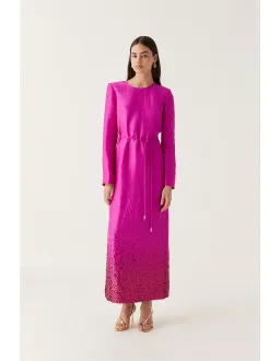Aje Reflection Sequin Maxi Dress in Deep Magenta Size AU 8 for rent on The Volte - image 1
