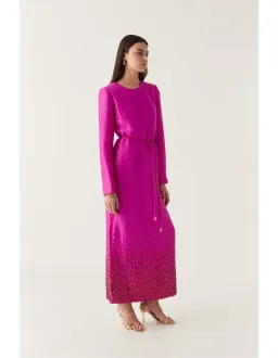 Aje Reflection Sequin Maxi Dress in Deep Magenta Size AU 8 for rent on The Volte - image 2