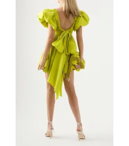 Aje Gretta Bow Back Mini Dress Green Size AU 6  for rent on The Volte - image 4