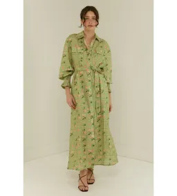 Palm Noosa Marigold Maxi Dress Green Floral Tile Size 8 for rent on The Volte - image 1