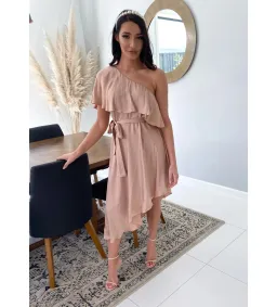 Zimmermann Sueded One Shoulder Midi Dress Beige Size 2 AU 12 for rent on The Volte - image 2