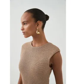 Aje Breeze Knit Midi Dress Rose Gold Size AU 8 for rent on The Volte - image 5