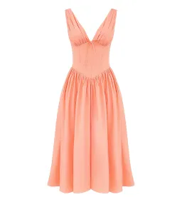 House of CB Emmelina Sorbet Cotton Corset Midi Sundress Size 8 for rent on The Volte - image 5
