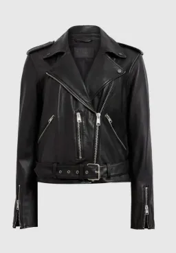 AllSaints Balfern Leather Biker Jacket Black Size AU 8 for rent on The Volte - image 7