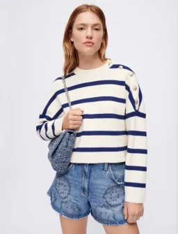 Maje Marine Striped Rib Sweater Size 10/1 for rent on The Volte - image 1