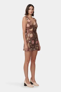 Hansen and Gretel Quinn Dress Carob Floral Mini Size AU 4 for rent on The Volte - image 4