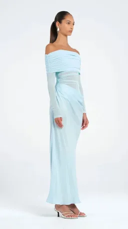 Benni  Yasmin Off Shoulder Dress Maxi Baby Blue Size AU 8 for rent on The Volte - image 2