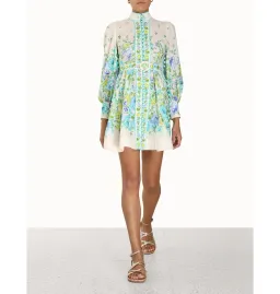 Zimmermann Raie Buttoned Mini Dress Floral Size 3 / AU 14 for rent on The Volte - image 1