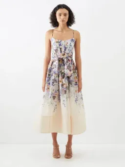 Zimmermann Tama Corset Midi Dress Floral Size 3 / AU 14 for rent on The Volte - image 1