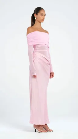 Benni Yasmin Off Shoulder Maxi Dress Baby Pink Size 10 for rent on The Volte - image 2